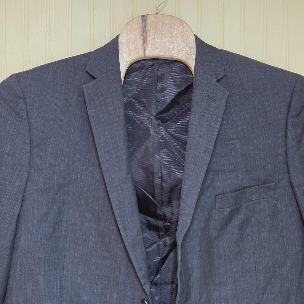 P‎ & L Suit Jacket Blazer Mens 46R Blue Superior 150s Polyester Hightech Fabric
